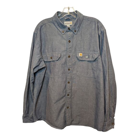 Carhartt blue chambray long sleeve button up relaxed fit. Men's large. - Picture 2 of 6